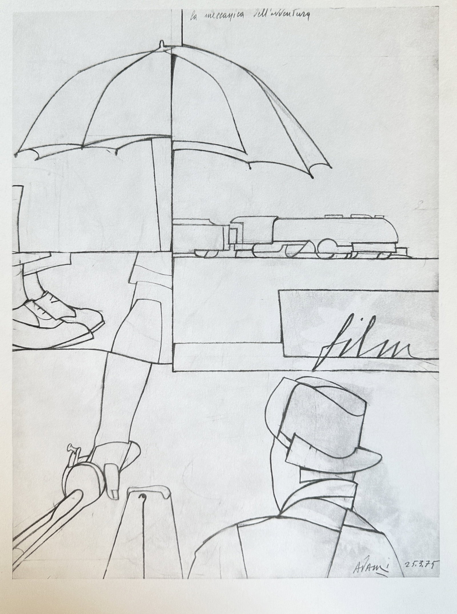 Valerio Adami (b. 1935) – Untitled (Film Scene) – Lithograph (1980) (1 of 3)