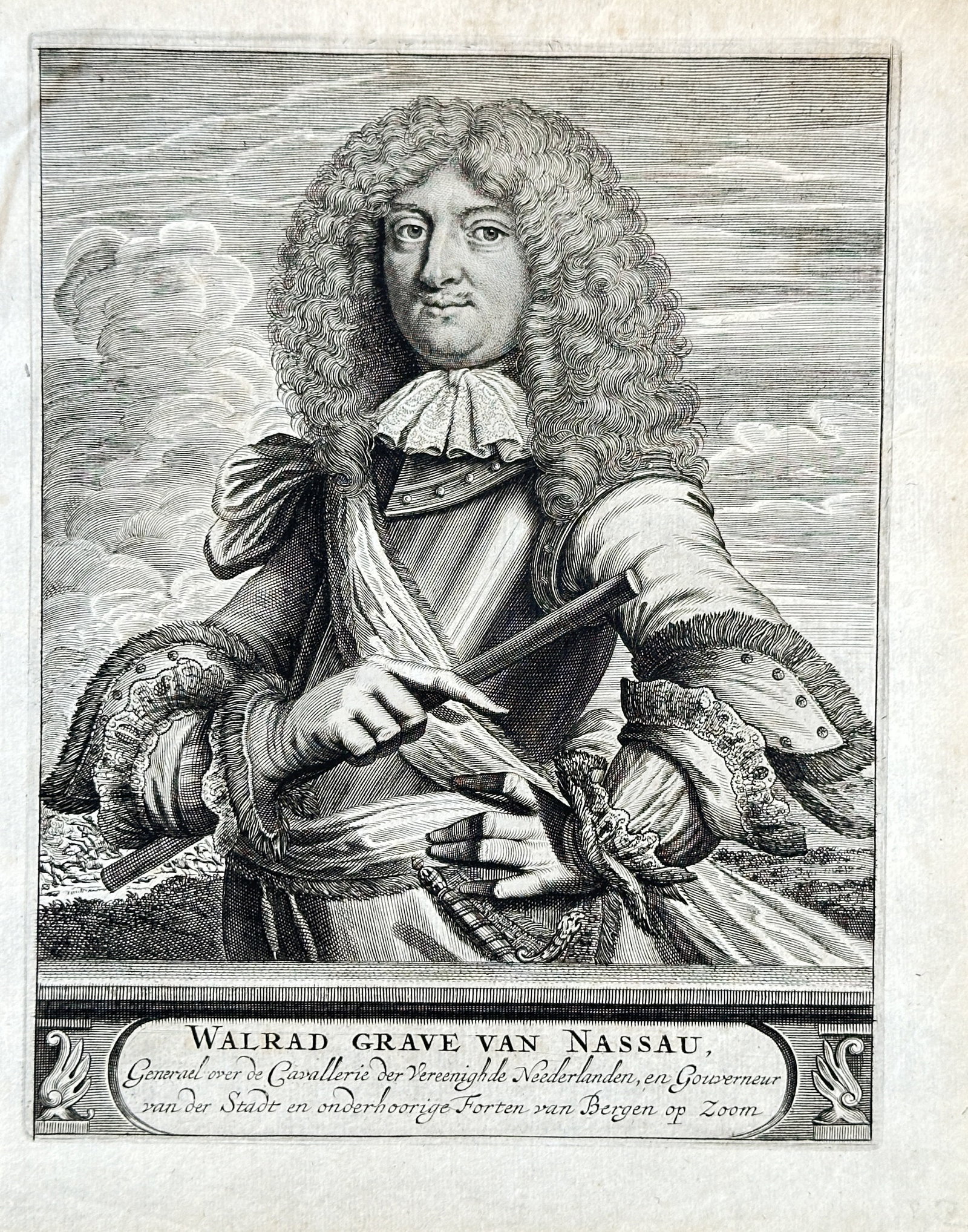 Gerard Valck (1651–1726) – Portrait of Walrad, Count of Nassau – Engraving (circa 1680-1700) (1 of 3)