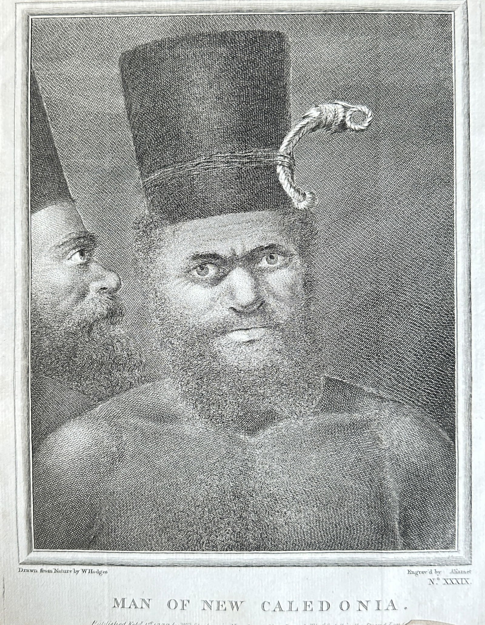 William Hodges (1744–1797) – Man of New Caledonia – Engraving (circa 1777) (1 of 3)