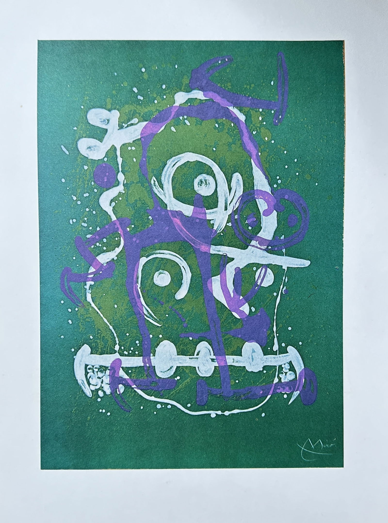 Joan Miró (1893–1983) – L'Ignorant (The Uneducated Man) Green/Violet – Lithograph (1975) (1 of 3)