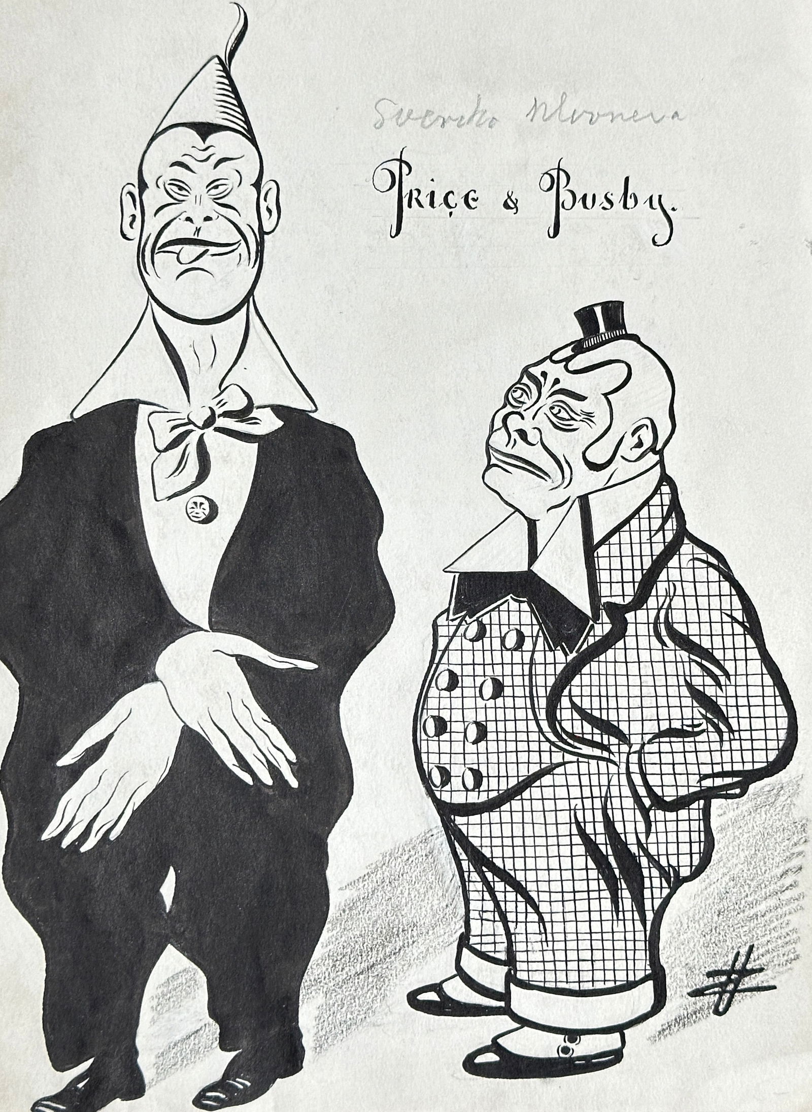 Sverre Mörner (1887–1961) – Price & Busby – Ink Drawing (c. 1930s) (1 of 3)