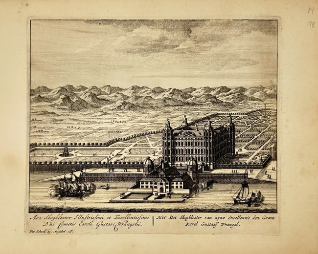 Johann Stridbeck (1665–1714) – Wrangel Palace in Stockholm – Engraving – c.1700 (1 of 3)