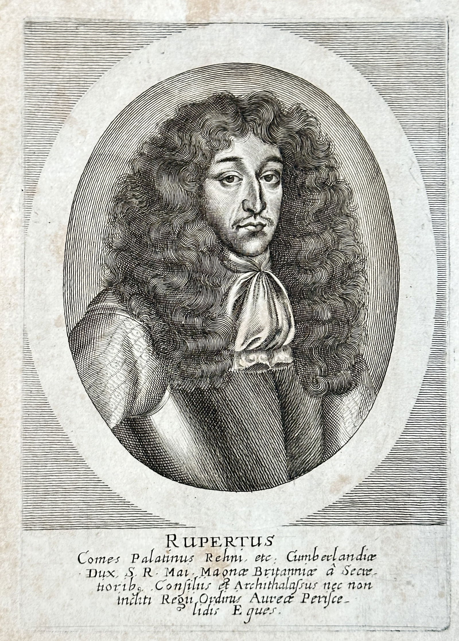 Matthäus Merian – Portrait of Prince Rupert of the Rhine – Copper Engraving (circa 1660s) (1 of 3)