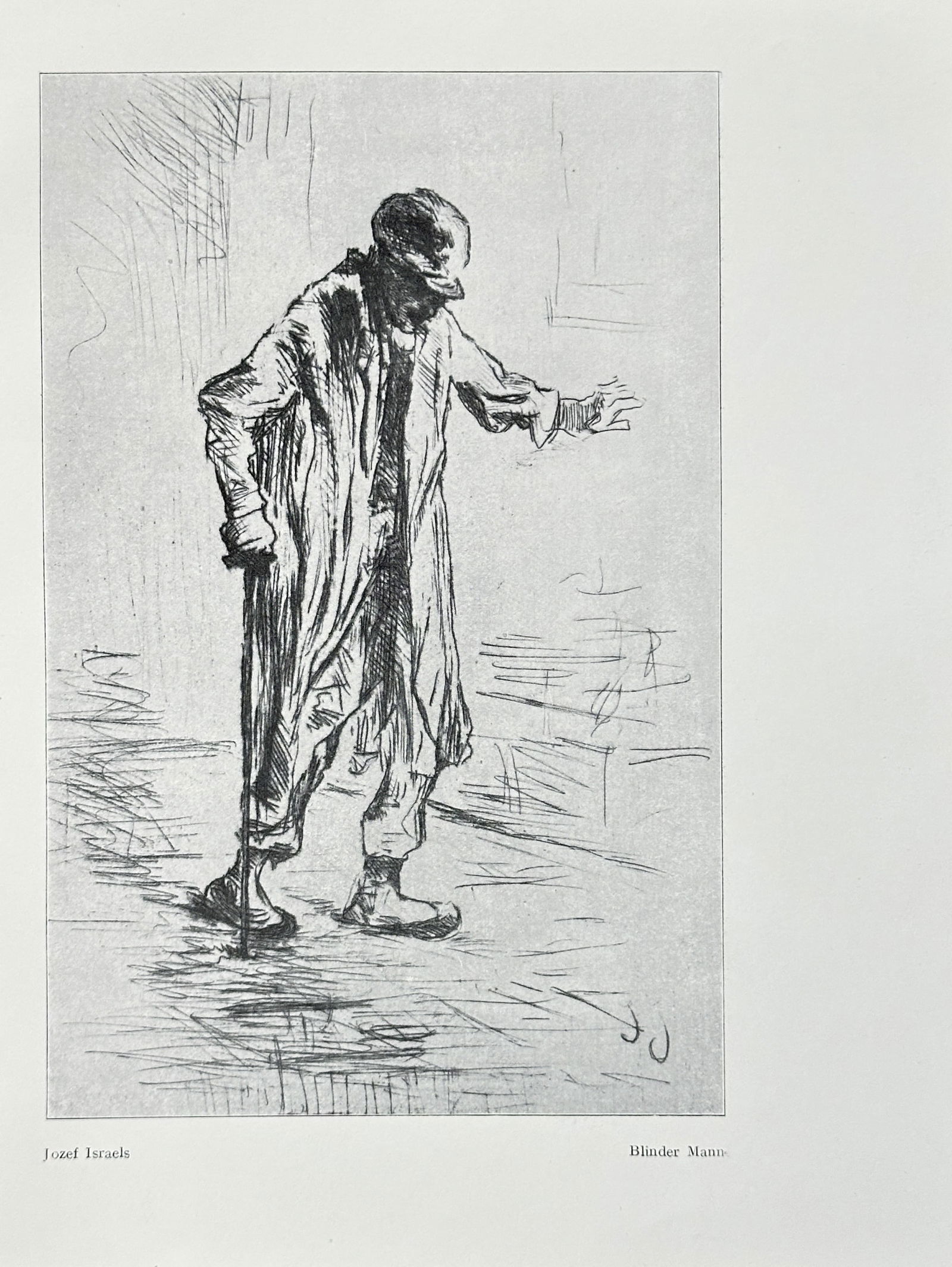 Jozef Israëls (1824–1911) – Blind Man (Blinder Mann) – Bookplate Print – c. 1910 (1 of 3)