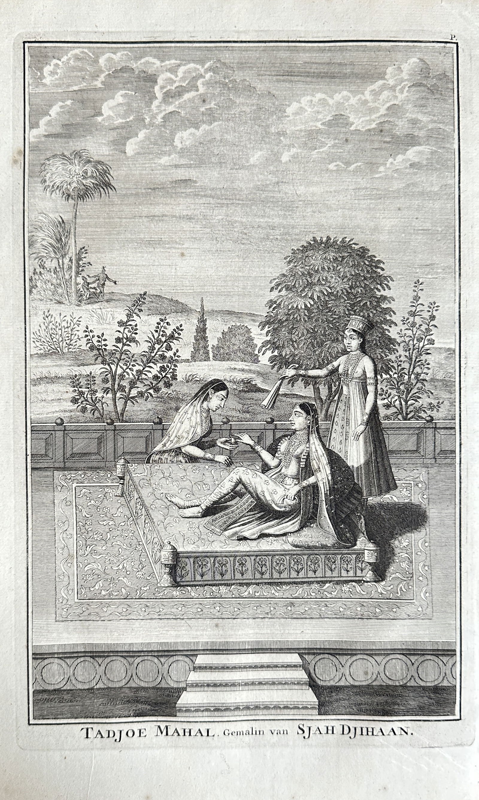 François Valentijn (1666–1727) – Portrait of Mumtaz Mahal (Tadjoe Mahal) – Engraving – c. (1 of 3)
