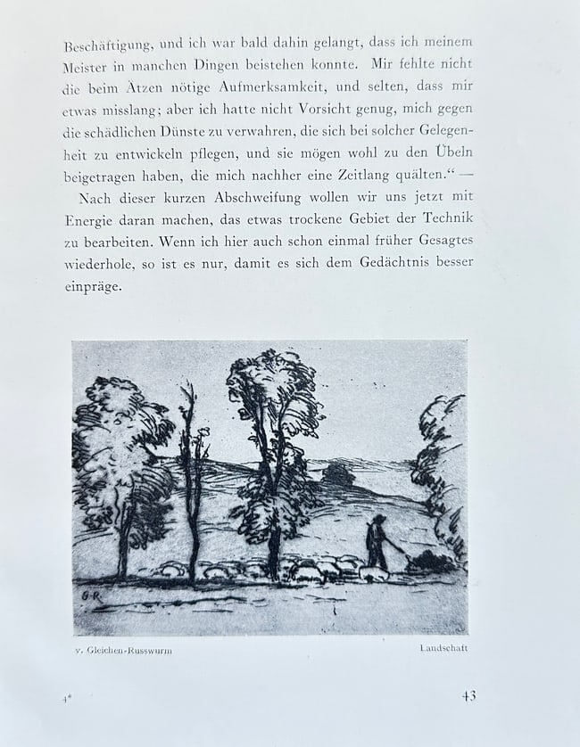 Sigmund von Gleichen-Rußwurm – Landscape with Shepherd and Sheep – Print after a Drawing (1 of 3)