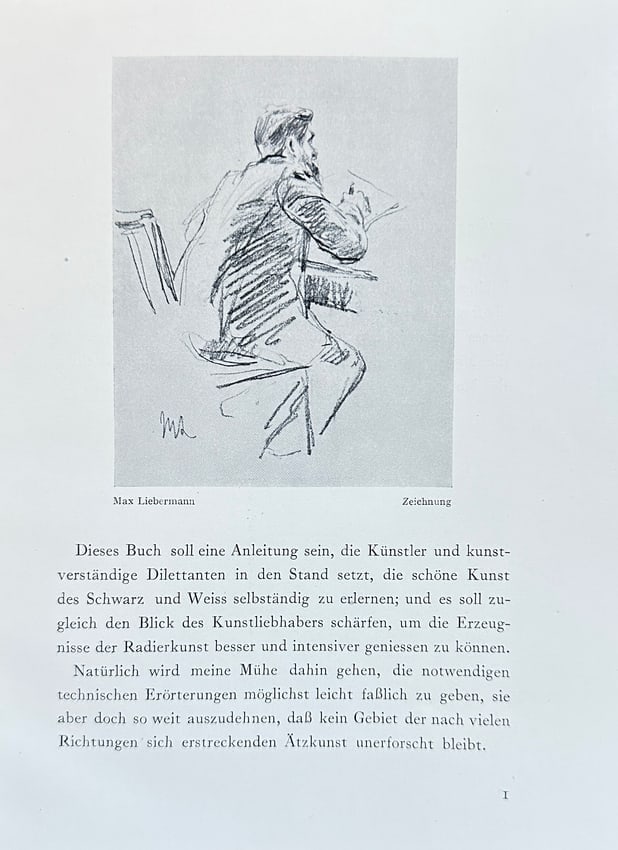 Max Liebermann – Man Sketching (Illustration from "The Art of Black and White") – Print after a (1 of 3)