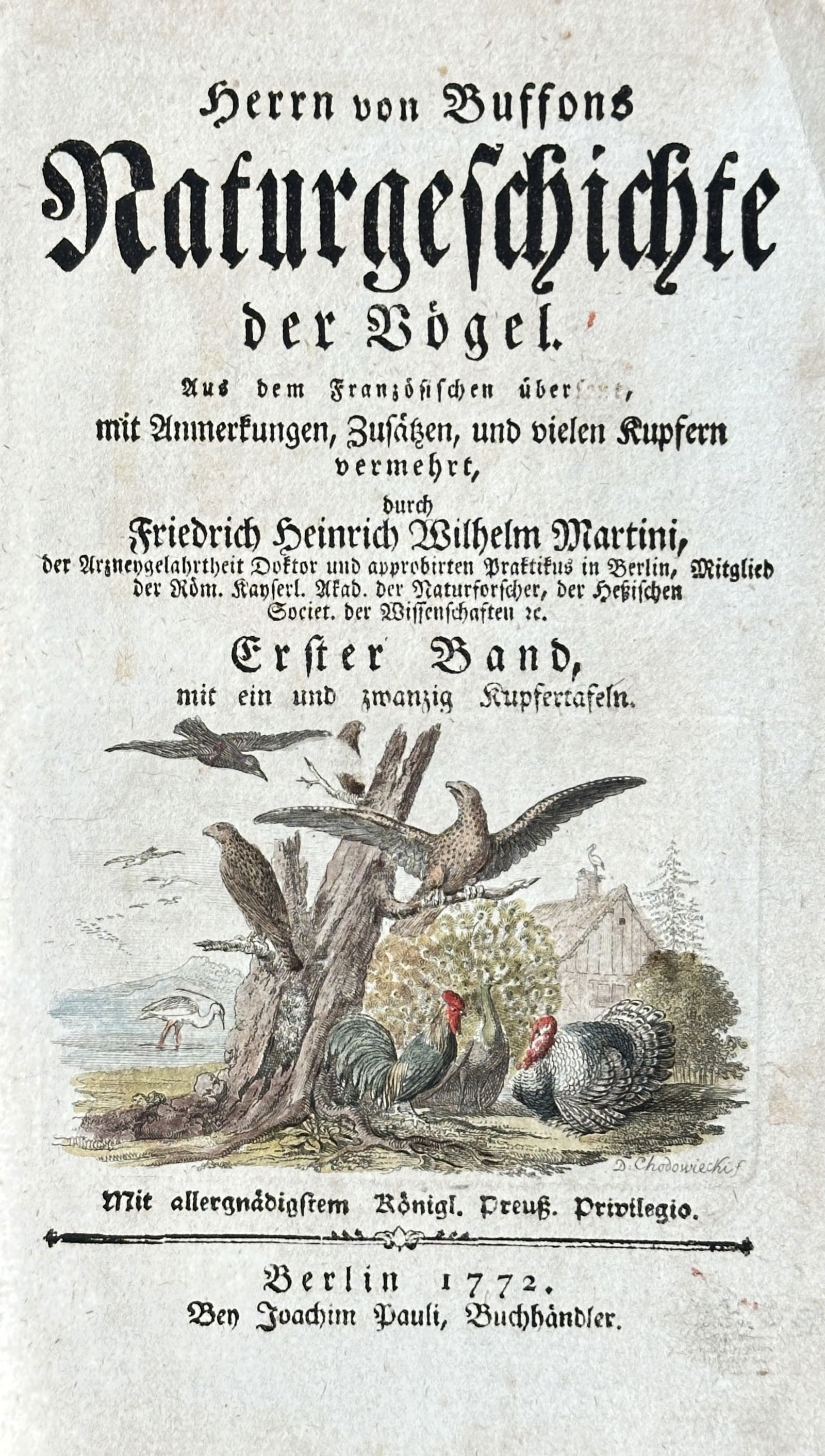 Georges-Louis Leclerc, Comte de Buffon – Title Page for Natural History of Birds (1 of 3)