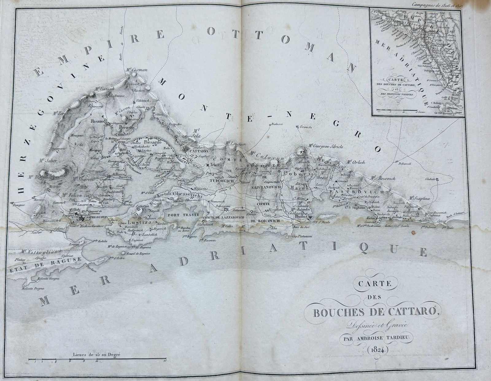 Ambroise Tardieu (1788–1841) – Carte des Bouches de Cattaro (Map of the Mouths of Kotor) (1 of 2)