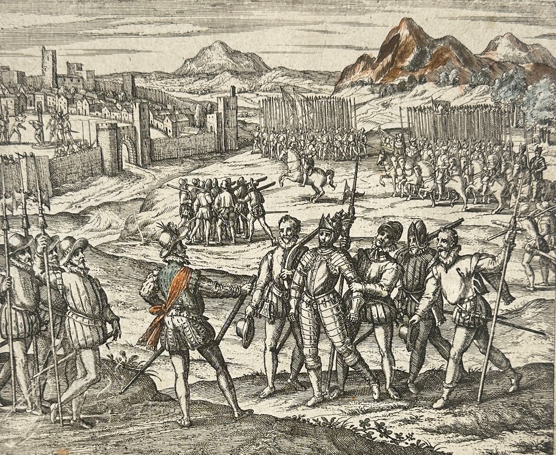 Theodor de Bry – Gonzalus Pizarrus vincitur, capitur & supplicio afficitur – Original Engraving (1 of 3)