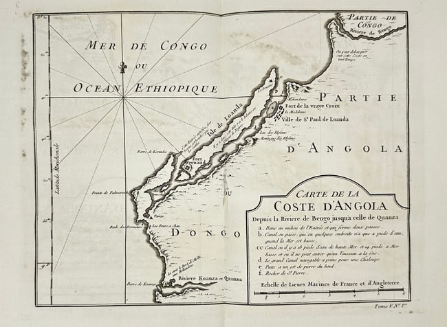 Jean Nicolas Bellin – Map of the Angolan Coast around São Paulo de Loanda (1 of 3)