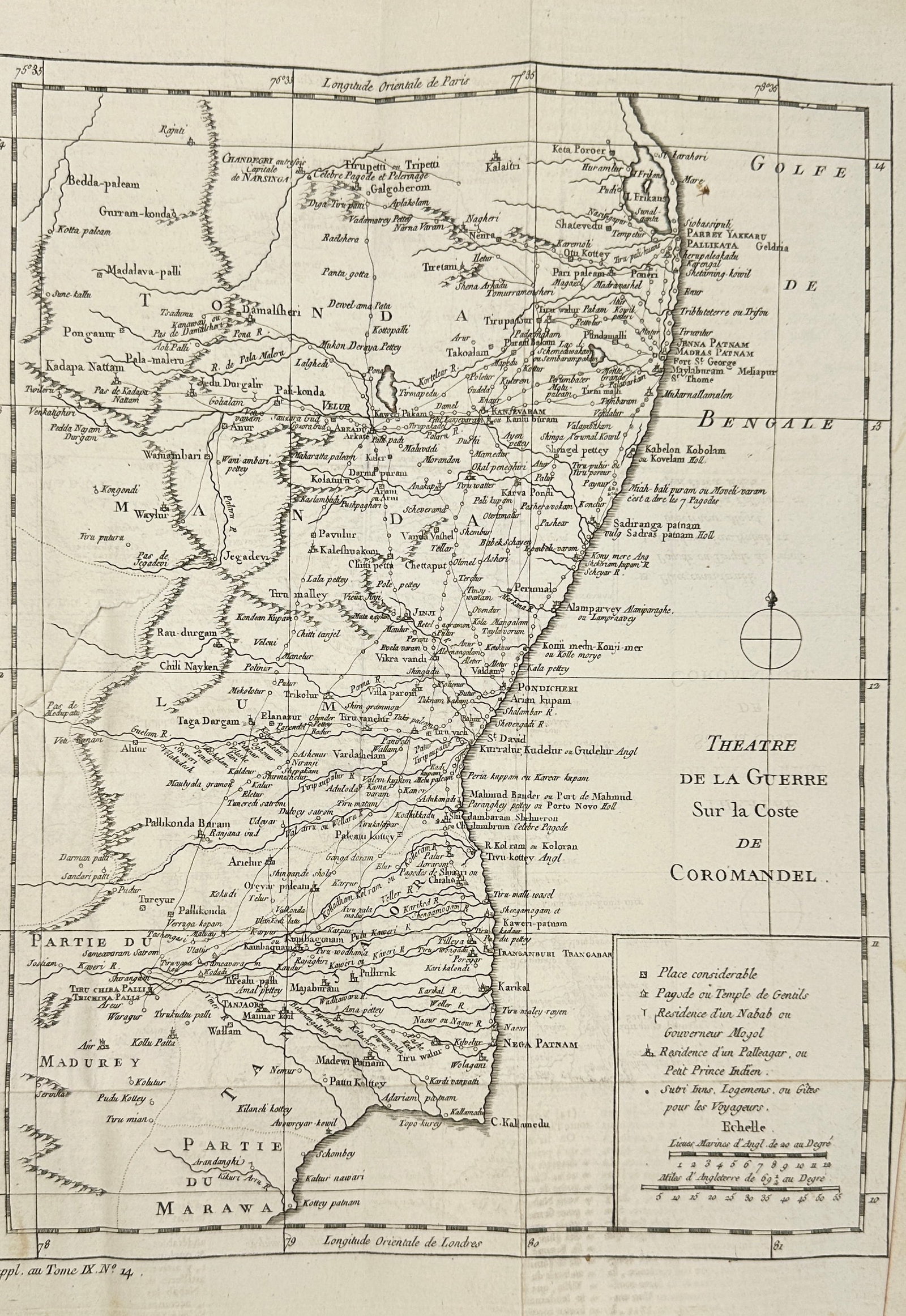Jacques-Nicolas Bellin – Map of the Theater of War on the Coromandel Coast and in Bengal (1 of 3)