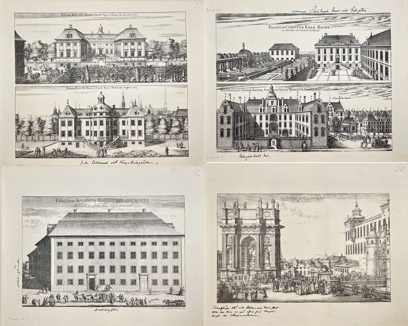 Erik Dahlberg (1625–1703) – Four Views of Swedish Palaces and Architecture – Lithograph (1856) (1 of 5)