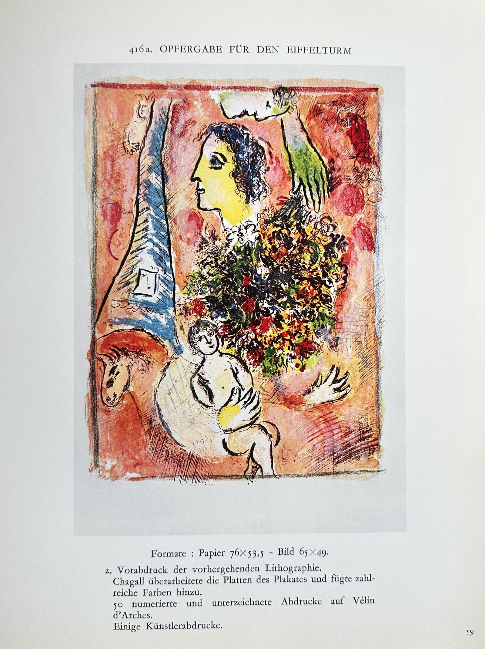 Marc Chagall (1887–1985) – Offering for the Eiffel Tower – Lithograph (1970) (1 of 3)