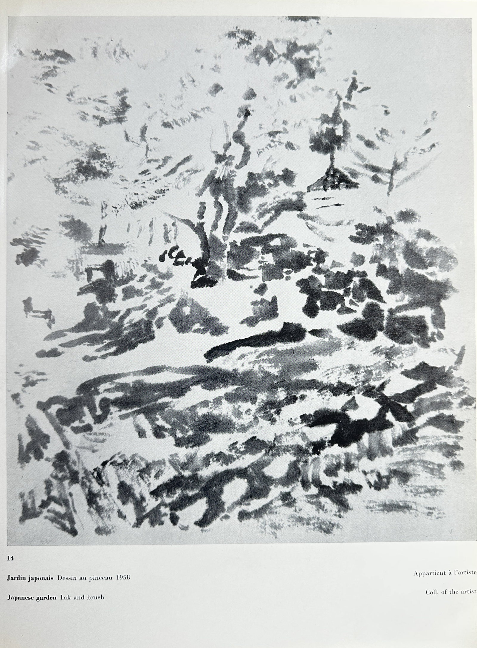 Pablo Picasso (1881–1973) – Japanese garden – Print (1958): This print of Japanese garden is a drawing by Pablo Picasso. The work, originally created in 1958, depicts a landscape in a gestural, abstract style. This piece is a print from a publication and belon