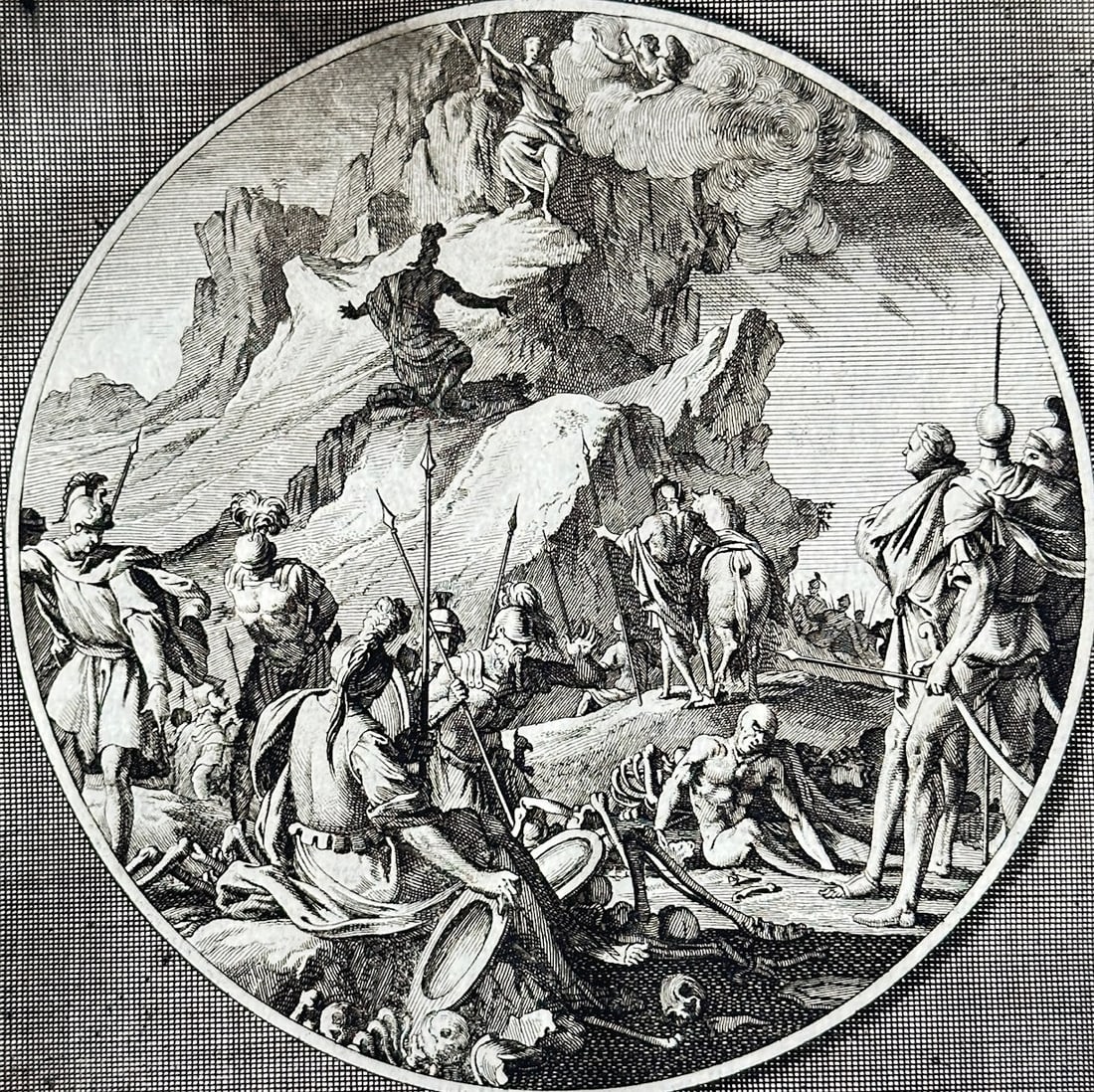 Jacob Cats (1577–1660) – A Biblical Scene in a Mountainous Landscape – Engraving (1 of 3)