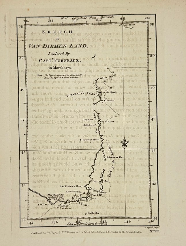 Robert Bernard – Plan of Van Diemen’s Land (Tasmania) – Copperplate Engraving (1 of 3)