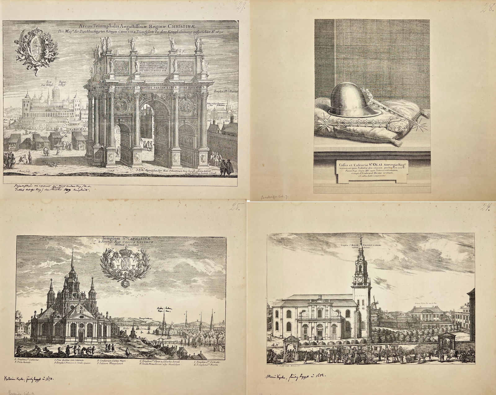 Erik Dahlberg (1625–1703) – Four Views of Swedish Buildings and Landmarks – Lithograph (1 of 5)