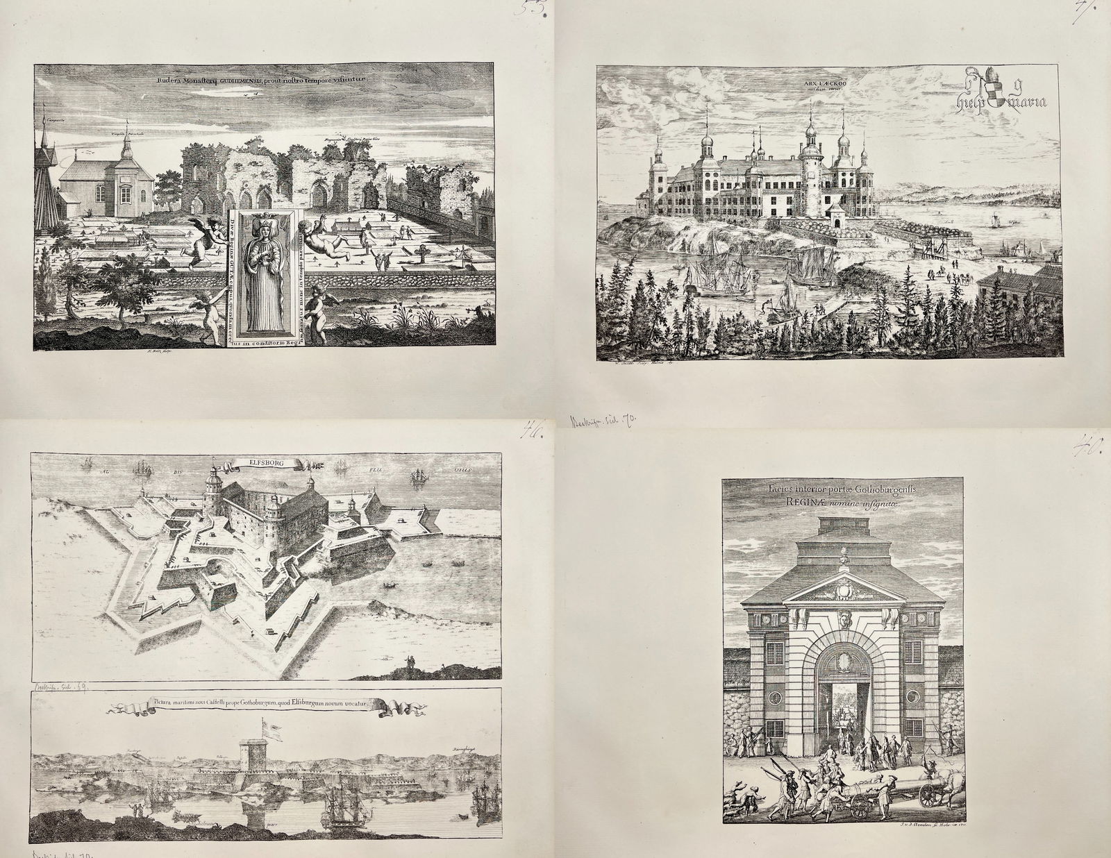 Erik Dahlberg (1625–1703) – Four Views of Swedish Castles and Landmarks – Lithograph (1 of 5)