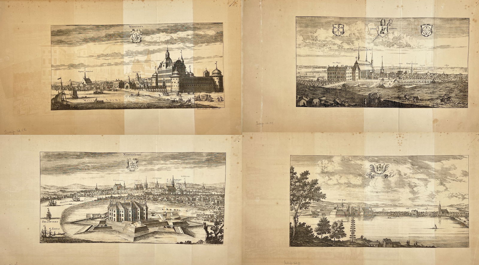 Erik Dahlberg (1625–1703) – Four Views of Swedish Buildings and Cities – Lithograph (1856) (1 of 5)