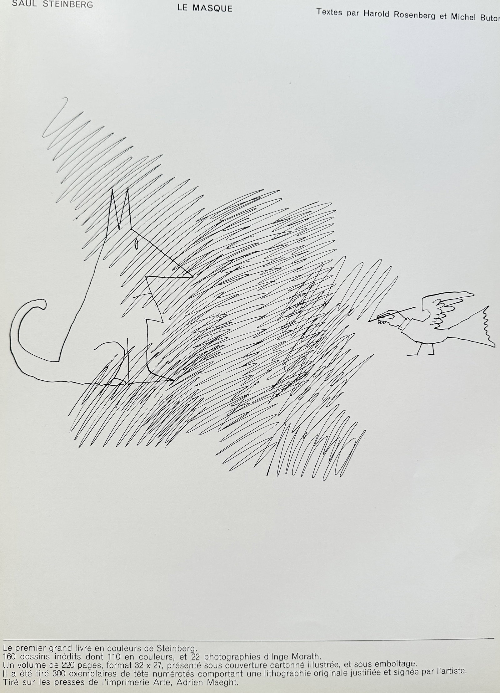 Saul Steinberg (1914–1999) – The Mask – Lithograph (1966) (1 of 3)