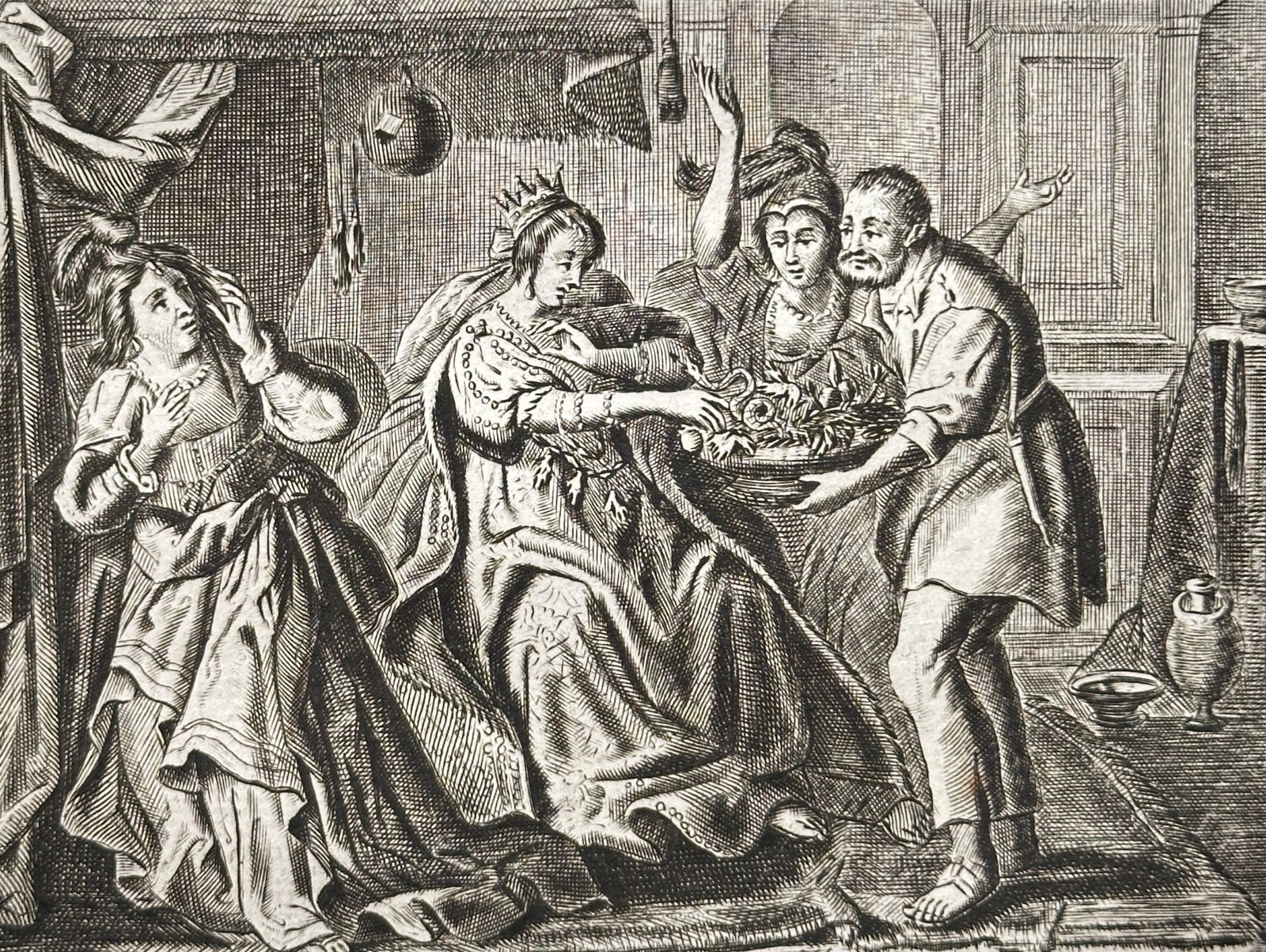 Jacob Cats (1577–1660) – Mark Antony and Cleopatra – Engraving (17th Century) (1 of 3)