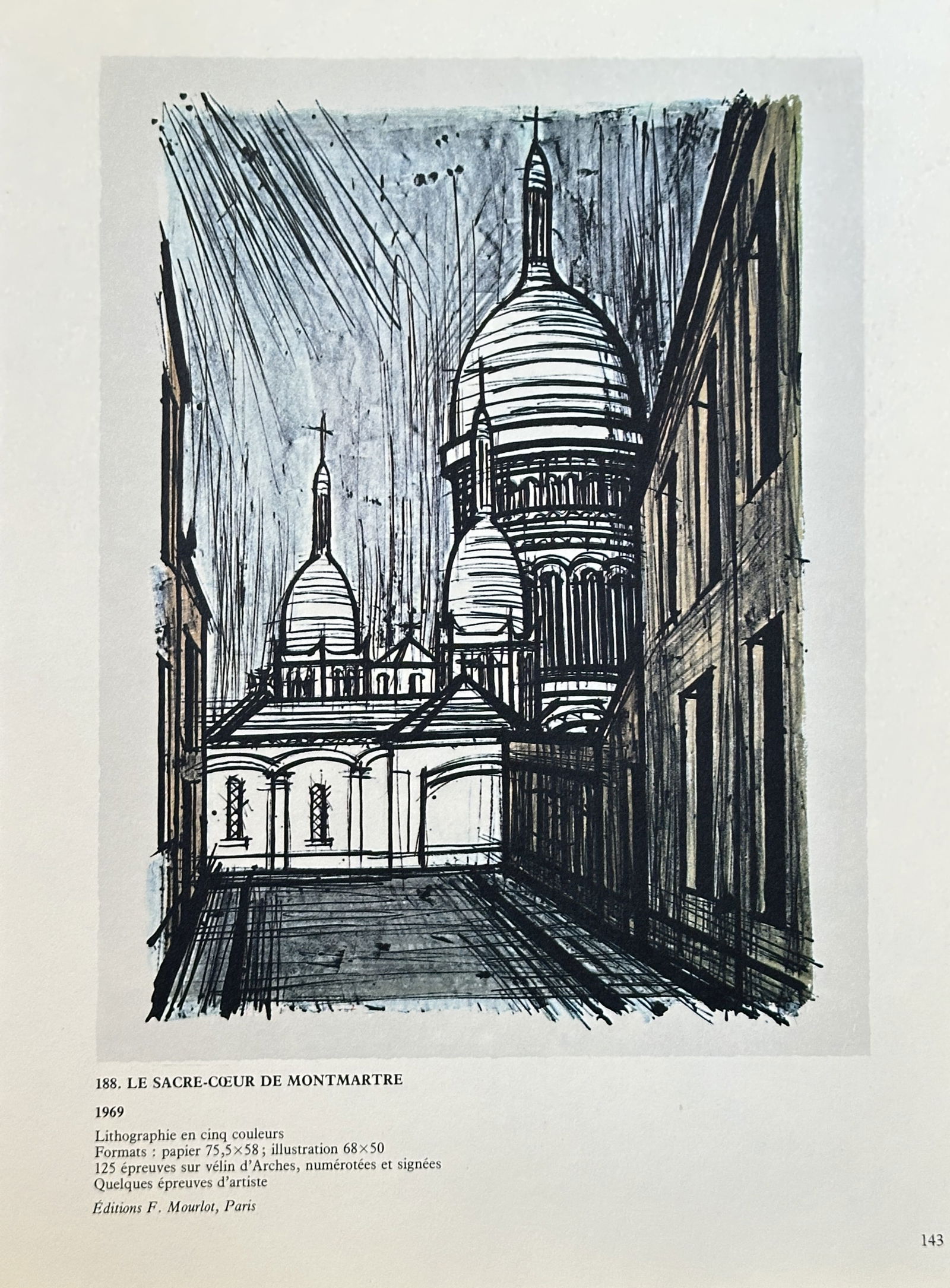 after Bernard Buffet (1928-1999) – Le Sacré-Cœur de Montmartre – Lithograph (1969) (1 of 3)