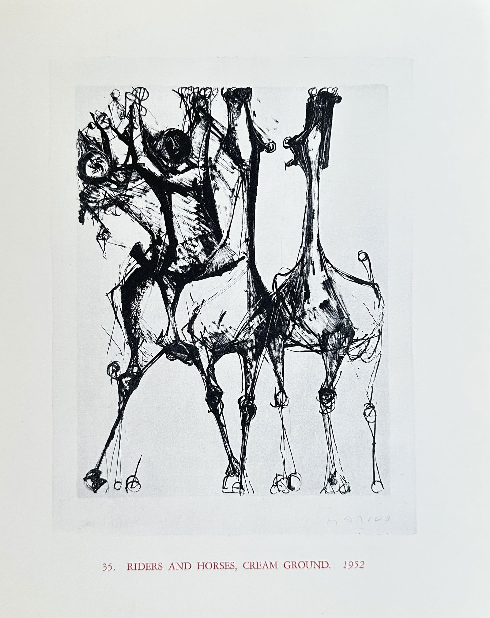 Marino Marini (1901-1980) – Riders and Horses, Cream Ground – Lithograph (1952) (1 of 3)