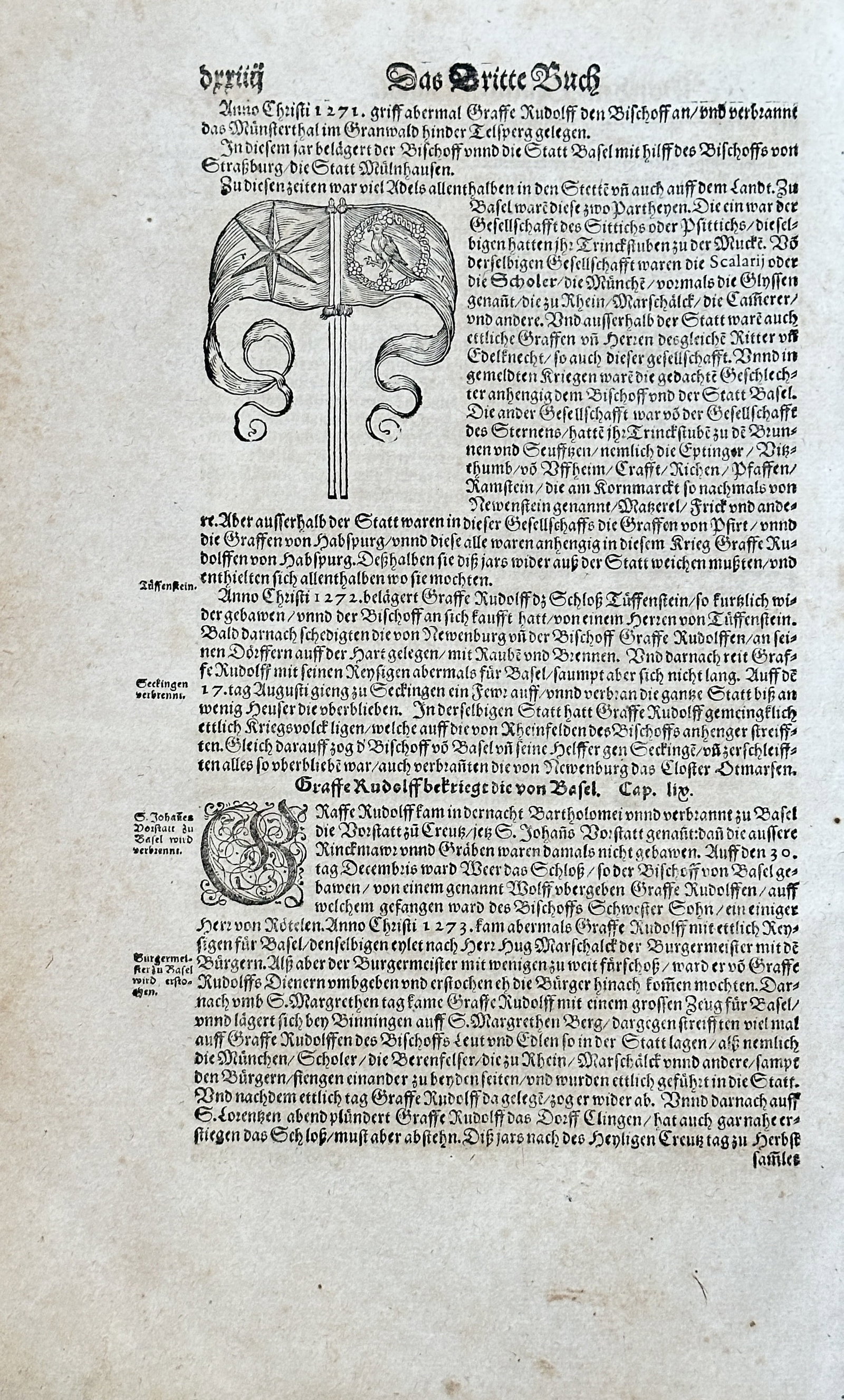 Sebastian Münster (1489-1552) – The Third Book, The City of Basel – Woodcut (1550) (1 of 2)