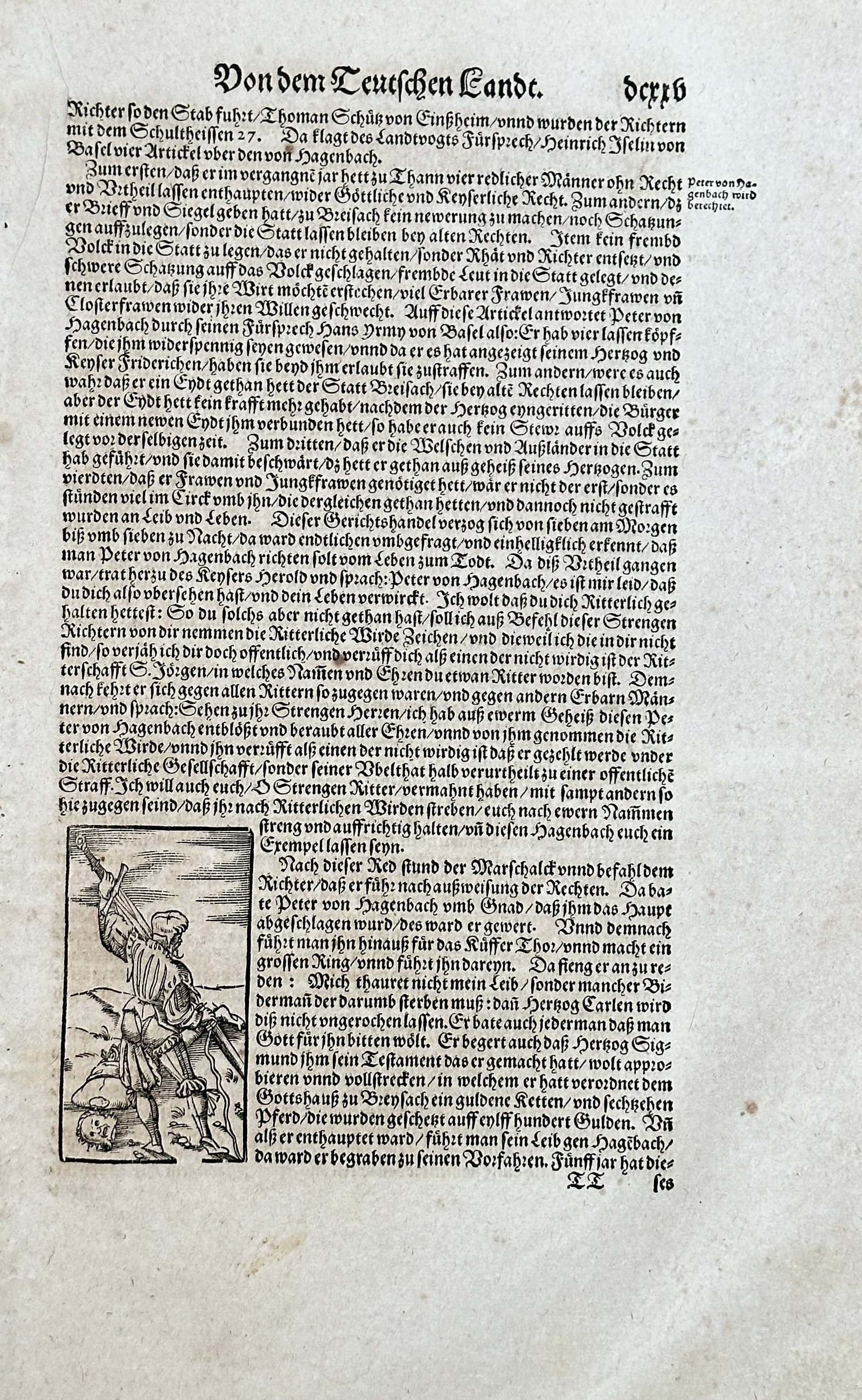 Sebastian Münster (1489-1552) – On the German Countryside, On the Floating Lands – Woodcut: This sheet is from Sebastian Münster’s "Cosmographia," a significant work in the history of geography and science. The page features a large block of German text and a woodcut illustration depictin