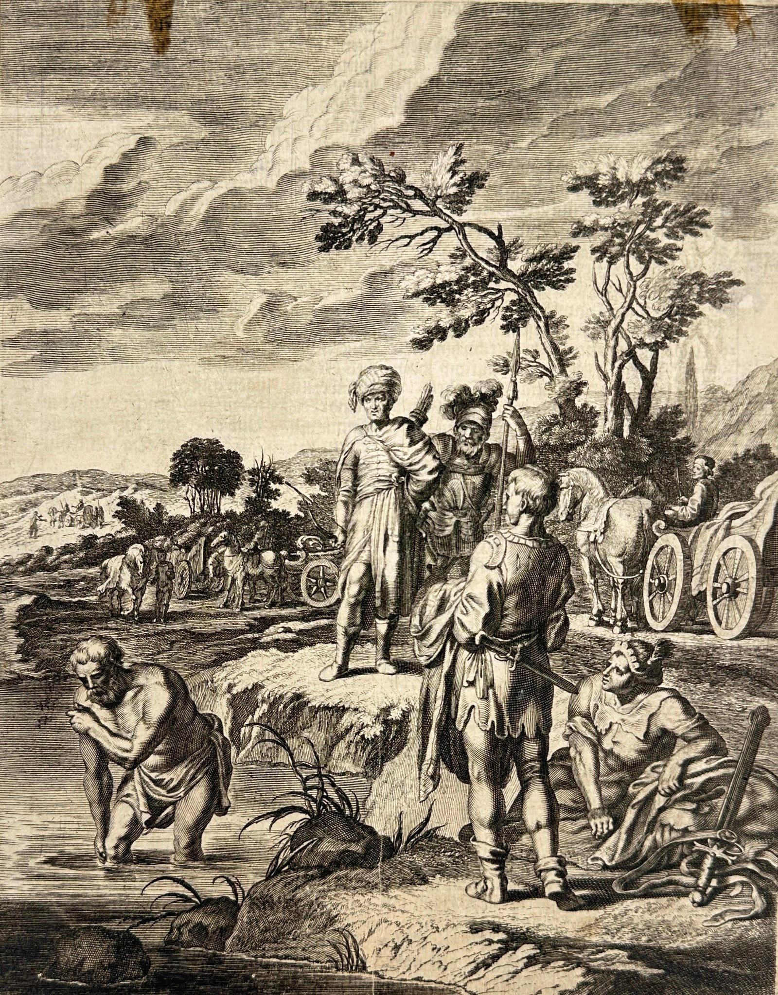 Georg Andreas Wolfgang – Naaman Washes in the Jordan – Engraving -Lüneburg, 1672 (1 of 3)