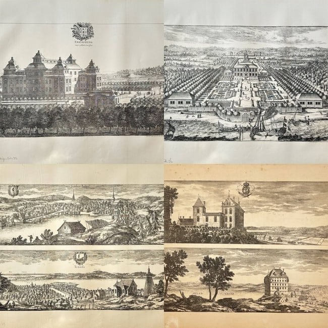 Erik Dahlberg – Set of 4 Views – Torpa Stenhus, Ericsberg Castle, Venngarn Castle - Lithograph (1 of 5)