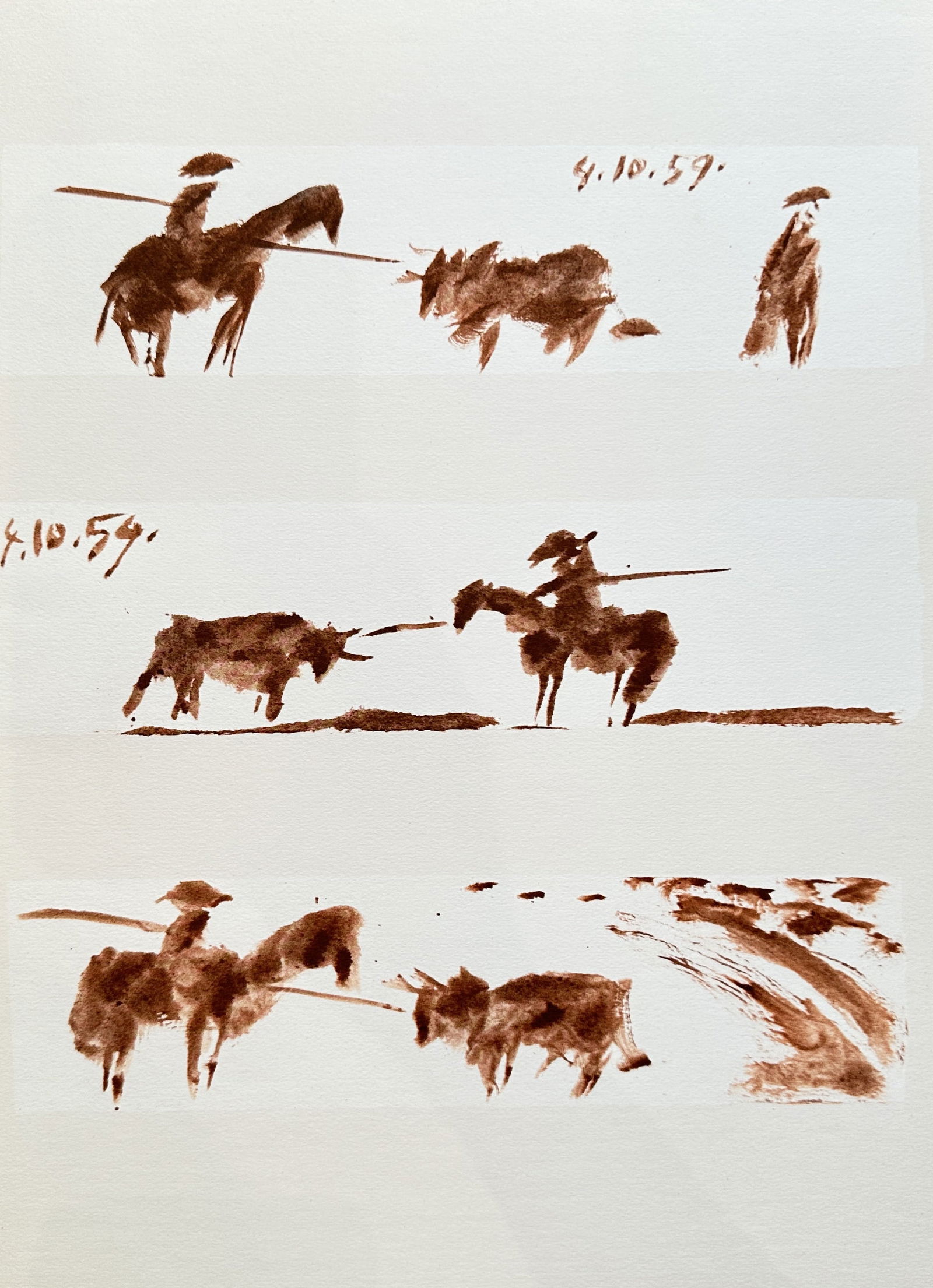 after Pablo Picasso (1881-1973) – Three Scenes of a Bullfight – offset lithography (20th) (1 of 3)