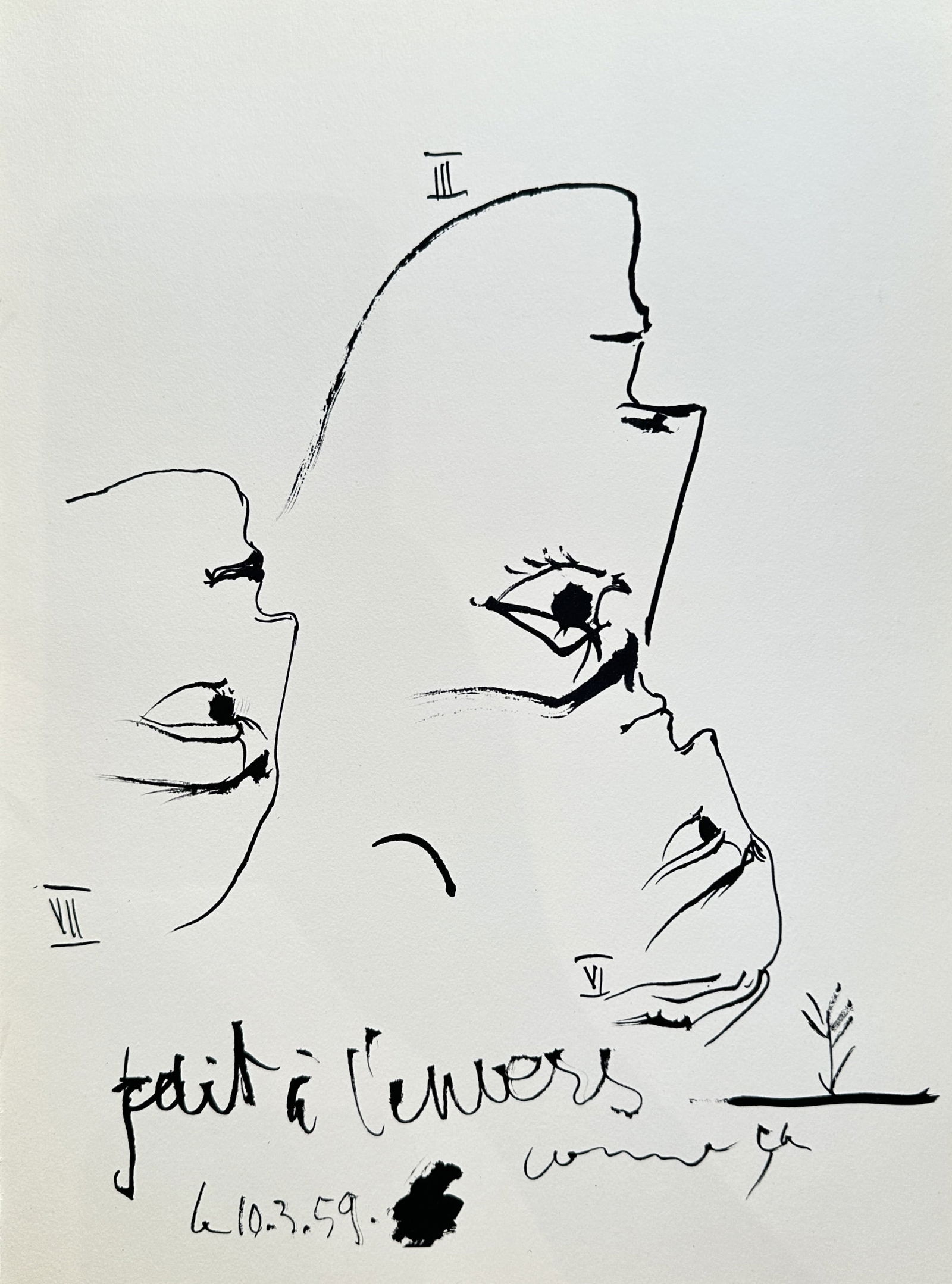 after Pablo Picasso (1881-1973) – Fait à l'envers (Abstract Head) – offset lithography(20th) (1 of 3)