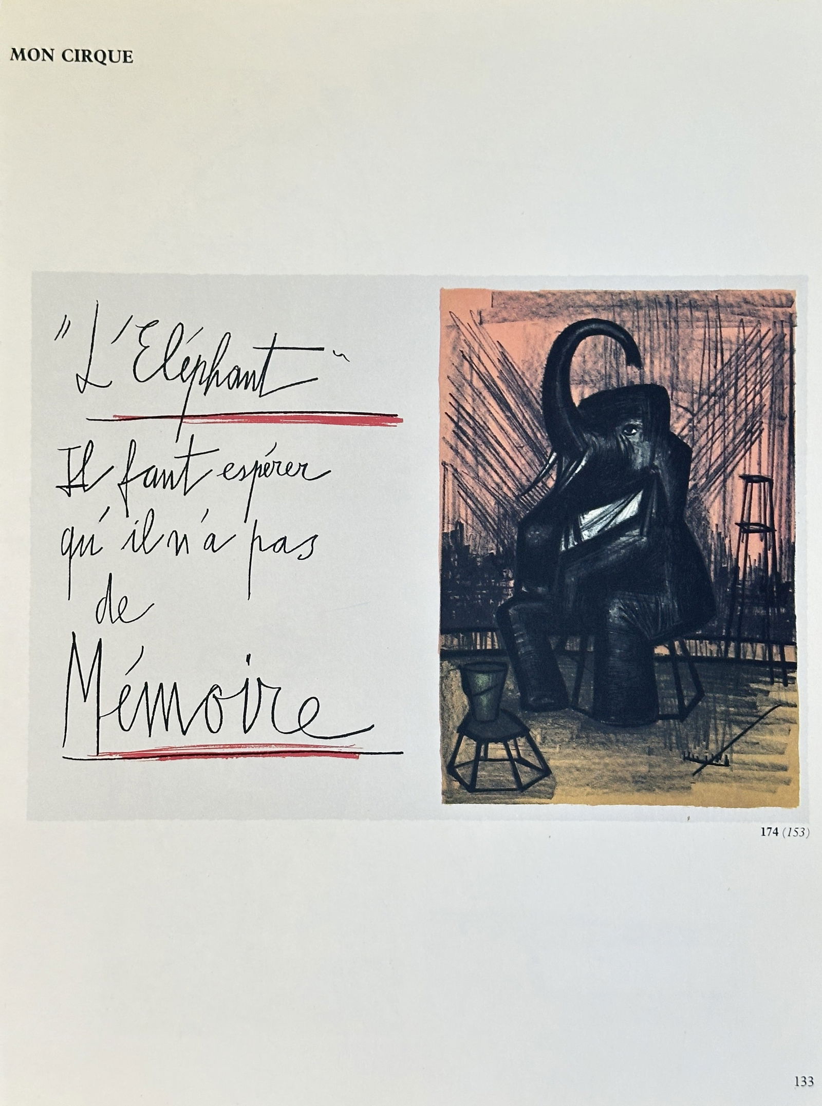 Bernard Buffet (1928-1999),after  – The Elephant – offset lithography (20th century) (1 of 3)