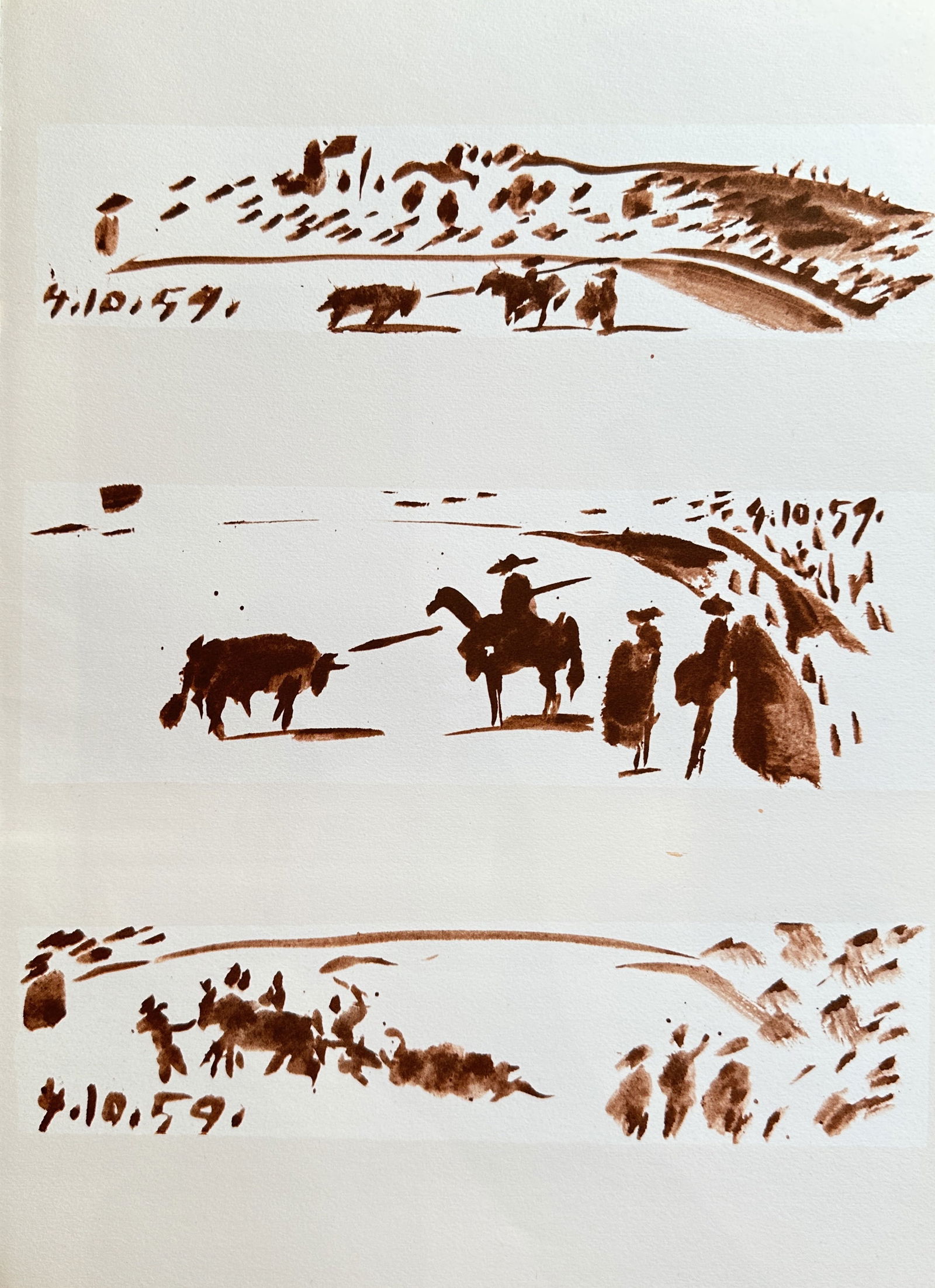 after Pablo Picasso (1881-1973) – Set of Bullfight Vignettes – offset lithography (20th century) (1 of 3)