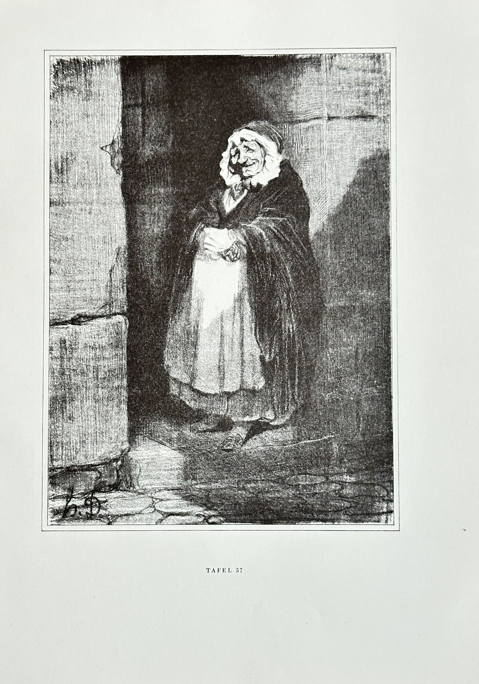 Honoré Daumier (1808-1879),after – The Old Woman – offset lithograph (1 of 2)