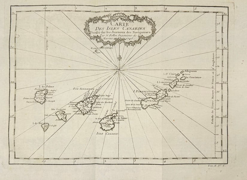 Jacques-Nicolas Bellin – Map of the Canary Islands / Tenerife – Engraved (1 of 3)