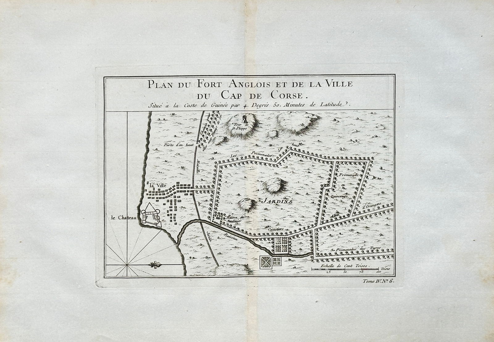 Jacques-Nicolas Bellin – Plan of the English Fort and Town of Cape Coast Castle (Ghana) – (1 of 3)