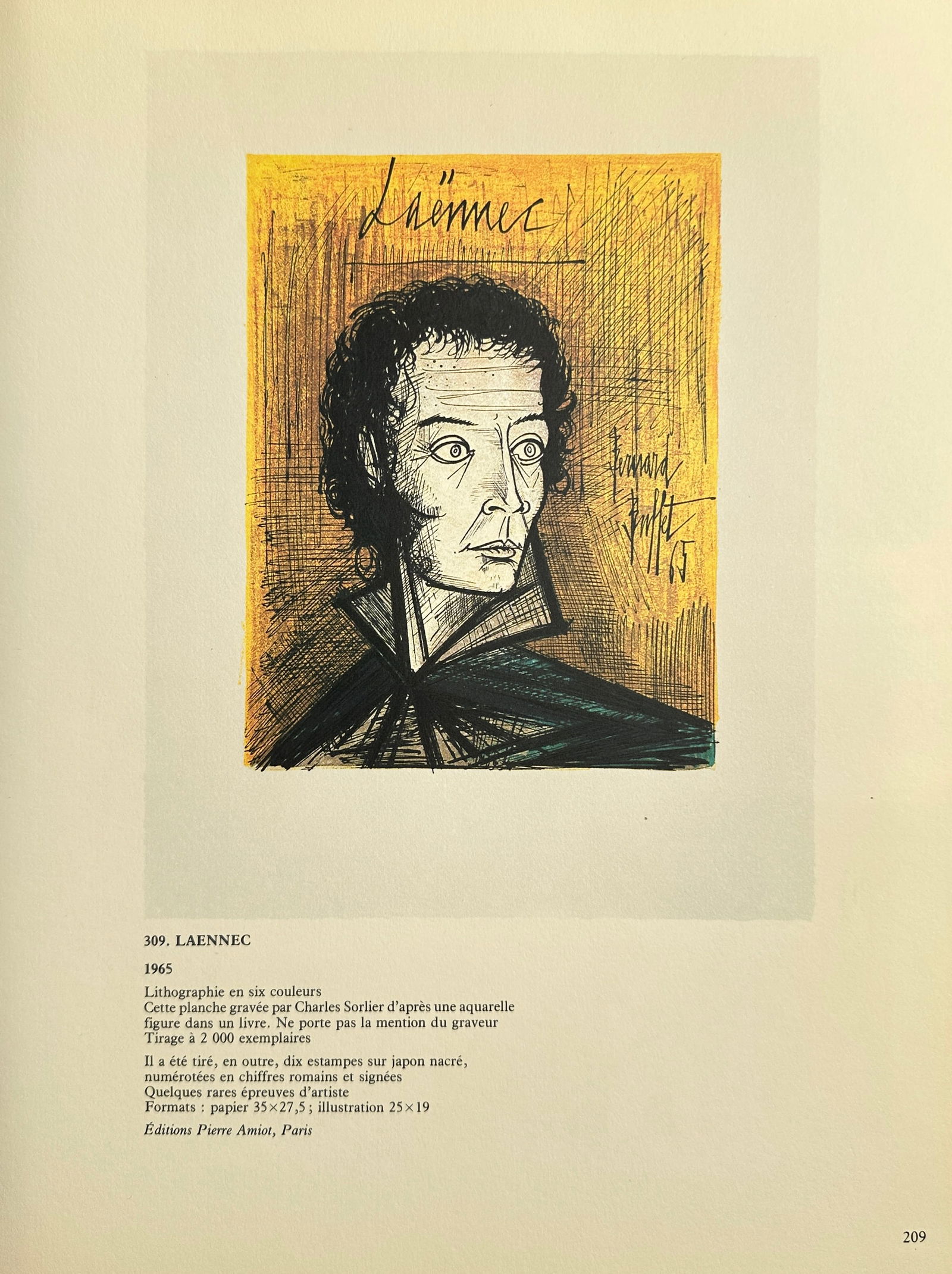 Bernard Buffet (1928–1999), after – Portrait of Laënnec – Offset print (20th Century) (1 of 2)