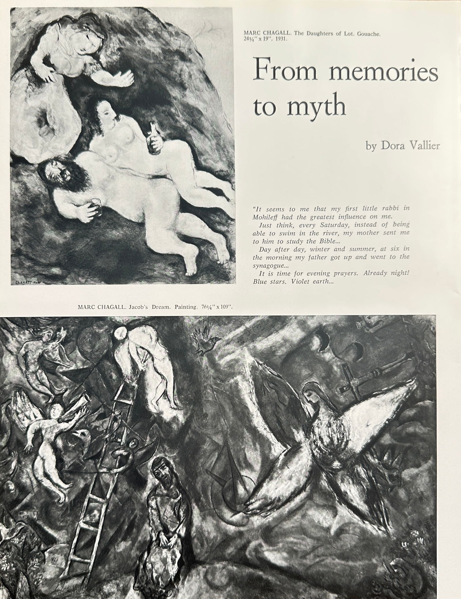 Marc Chagall (1887–1985), after – The Daughters of Lot / Jacob's Dream – Offset print (20th (1 of 2)