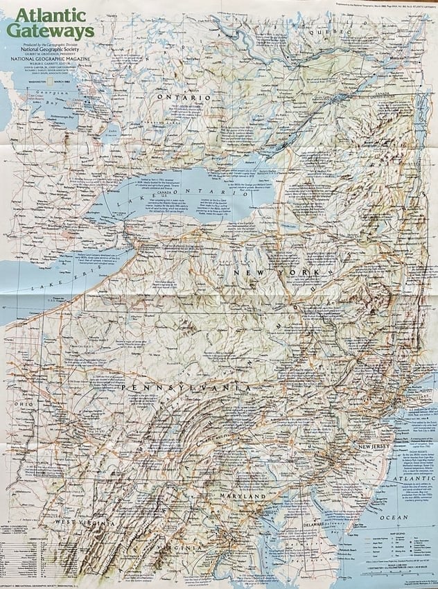 National Geographic Society – Map of Atlantic Gateways – Offset Print (1981) (1 of 2)