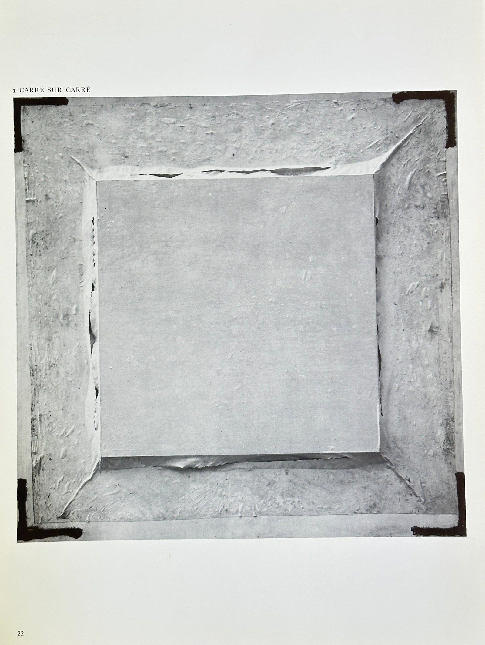 Antoni Tàpies (1923–2012), after – Square on Square – Offset print (20th Century): This Offset print reproduces the work Square on Square (Carré sur Carré), an abstract composition featuring highly textured surfaces, muted tones, and a motif of a central square embedded within a l