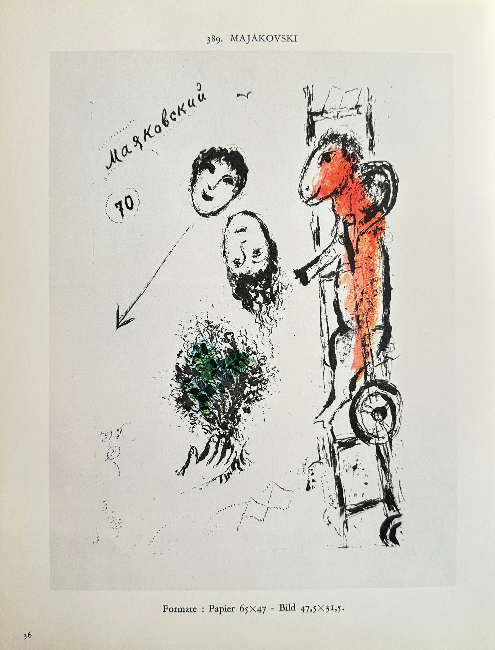Marc Chagall (1887–1985), after – Homage to Mayakovsky (Heads, Horse, and Bouquet) – Offset (1 of 2)