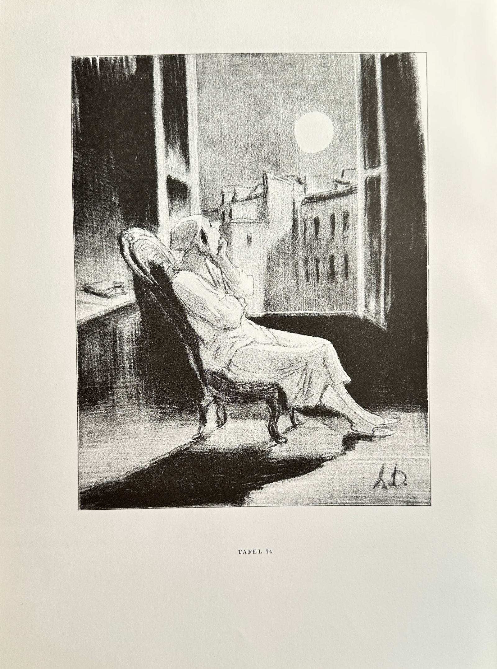 Honoré Daumier (1808–1879), after – Woman at a Window (Moonlit Scene) – Offset print (1 of 2)
