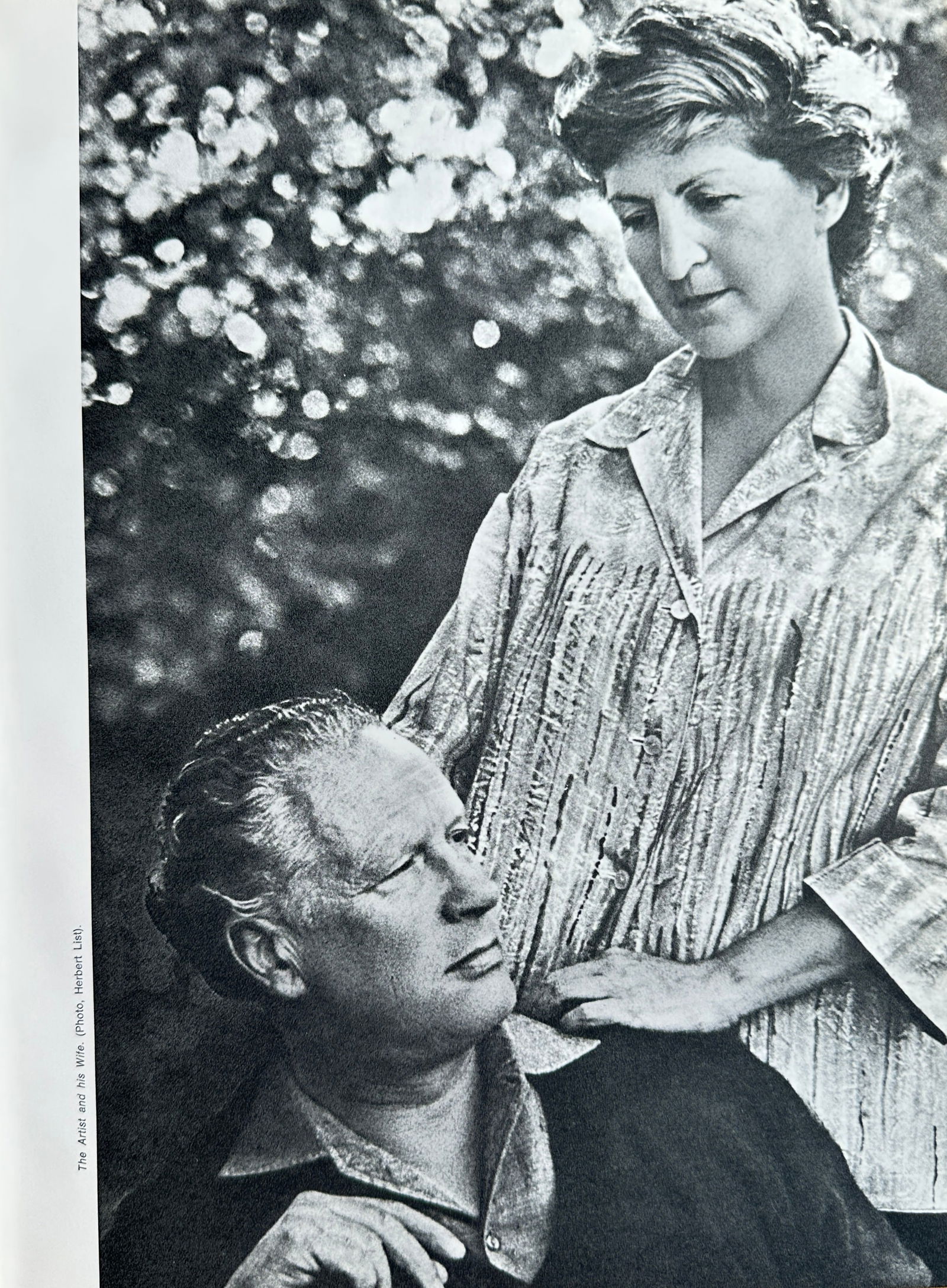 Marino Marini (1901–1980), after – The Artist and His Wife (Portrait by Herbert List) – Offset: This Offset print reproduces the famous photographic portrait of the artist Marino Marini and His Wife by Herbert List (1903–1975). The black-and-white image captures the couple outdoors, with the a