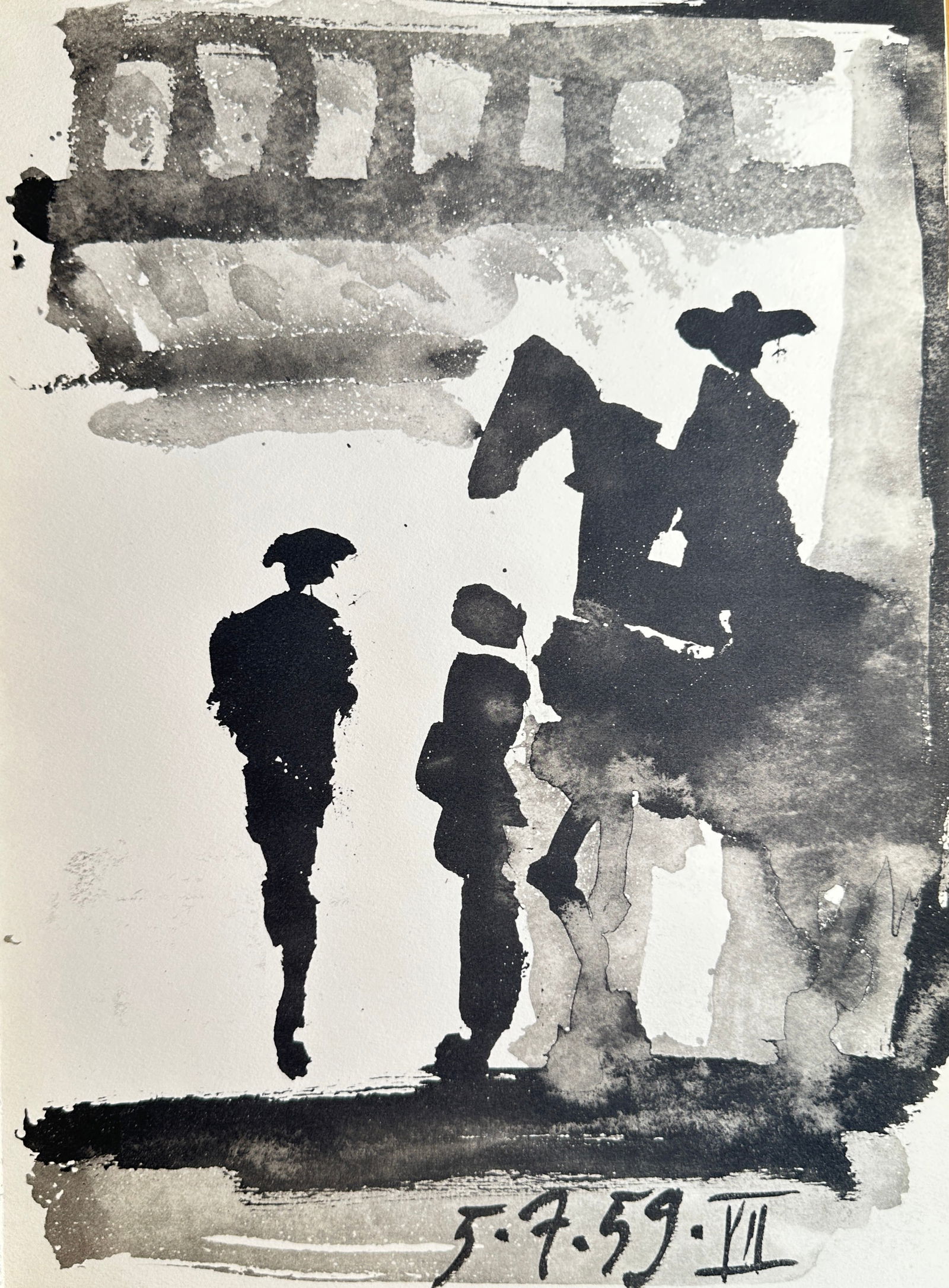 Pablo Picasso (1881–1973), after – Figures with Horseman – Offset print (20th Century) (1 of 2)