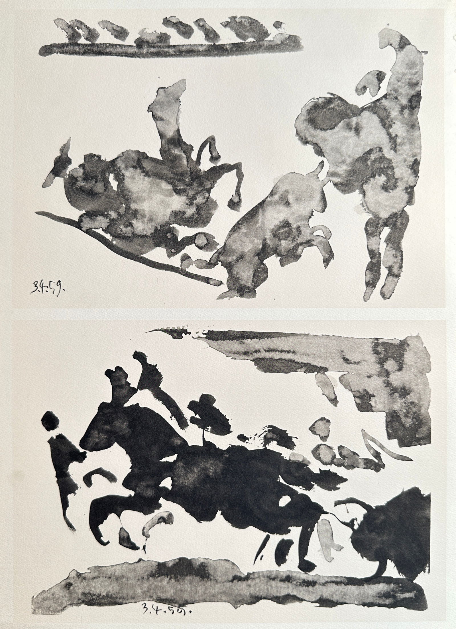Pablo Picasso (1881–1973), after – Set of Two: Abstract Equestrian and Bullfighting Scenes (1 of 2)