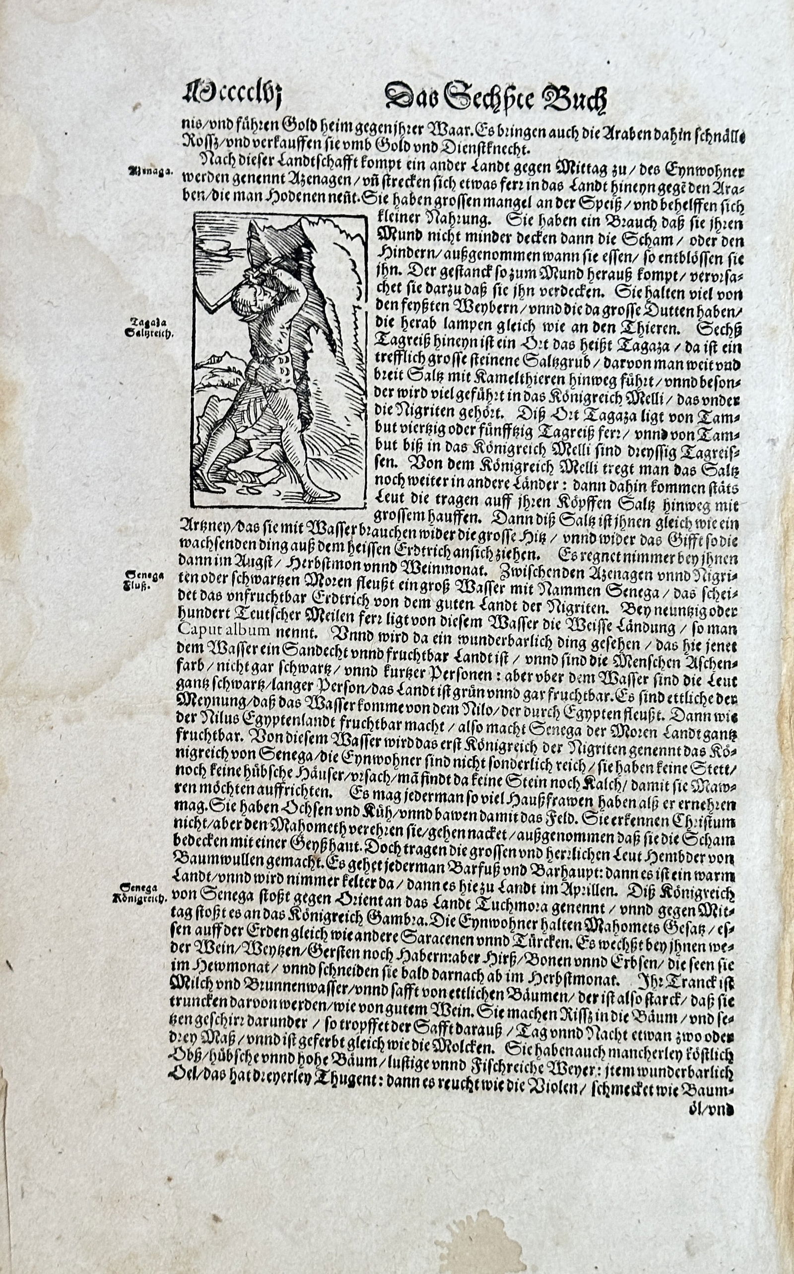 Sebastian Münster – The Sixth Book (Savage Warrior Figure) – Woodcut (Circa 1570) (1 of 2)