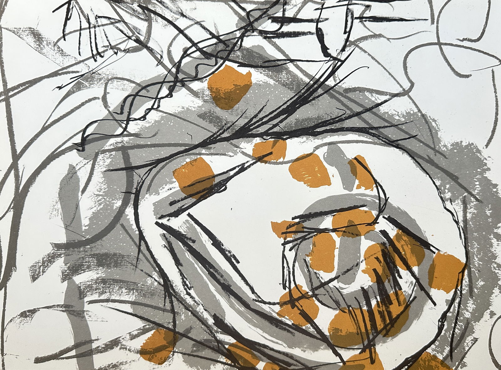 Jean-Paul Riopelle (1923–2002), after – Abstract Composition in Orange and Grey – Offset print (1 of 2)